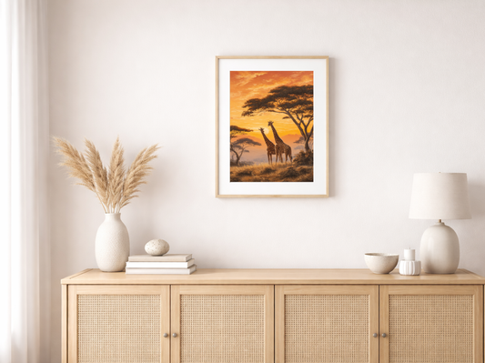 Paint by Numbers – Giraffes at Sunrise