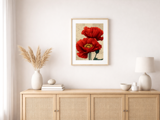 Paint by Numbers Set "Red Poppies" – Unframed cm – 36 Colors