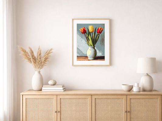 Paint by Numbers Set "Vase with Five Flowers" - Unframed cm - 36 Colors