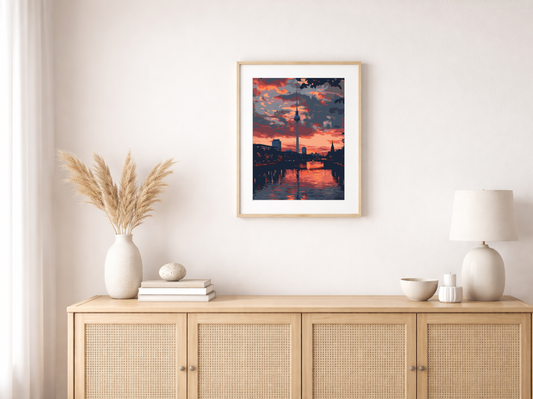 Paint by Numbers Set “Berlin with silhouette TV tower” – 30x40 cm – 24 colors