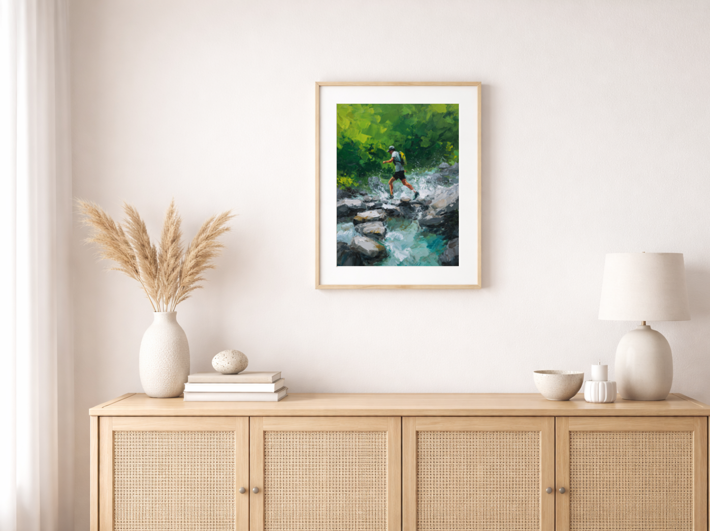 Malen nach Zahlen – Trail Runner am Gebirgsbach