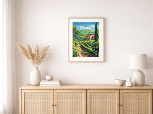 Paint by Numbers Set “Rolling Green Vineyards in Tuscany” – 40x50 cm – 36 Colors