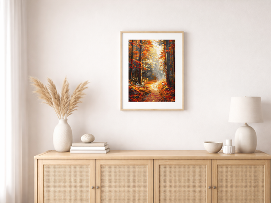 Paint by Numbers Set “Golden Forest Path Thick Orange Leaves” – 40x50 cm – 36 Colors