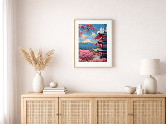 Paint by numbers – Chureito Pagoda with Mount Fuji