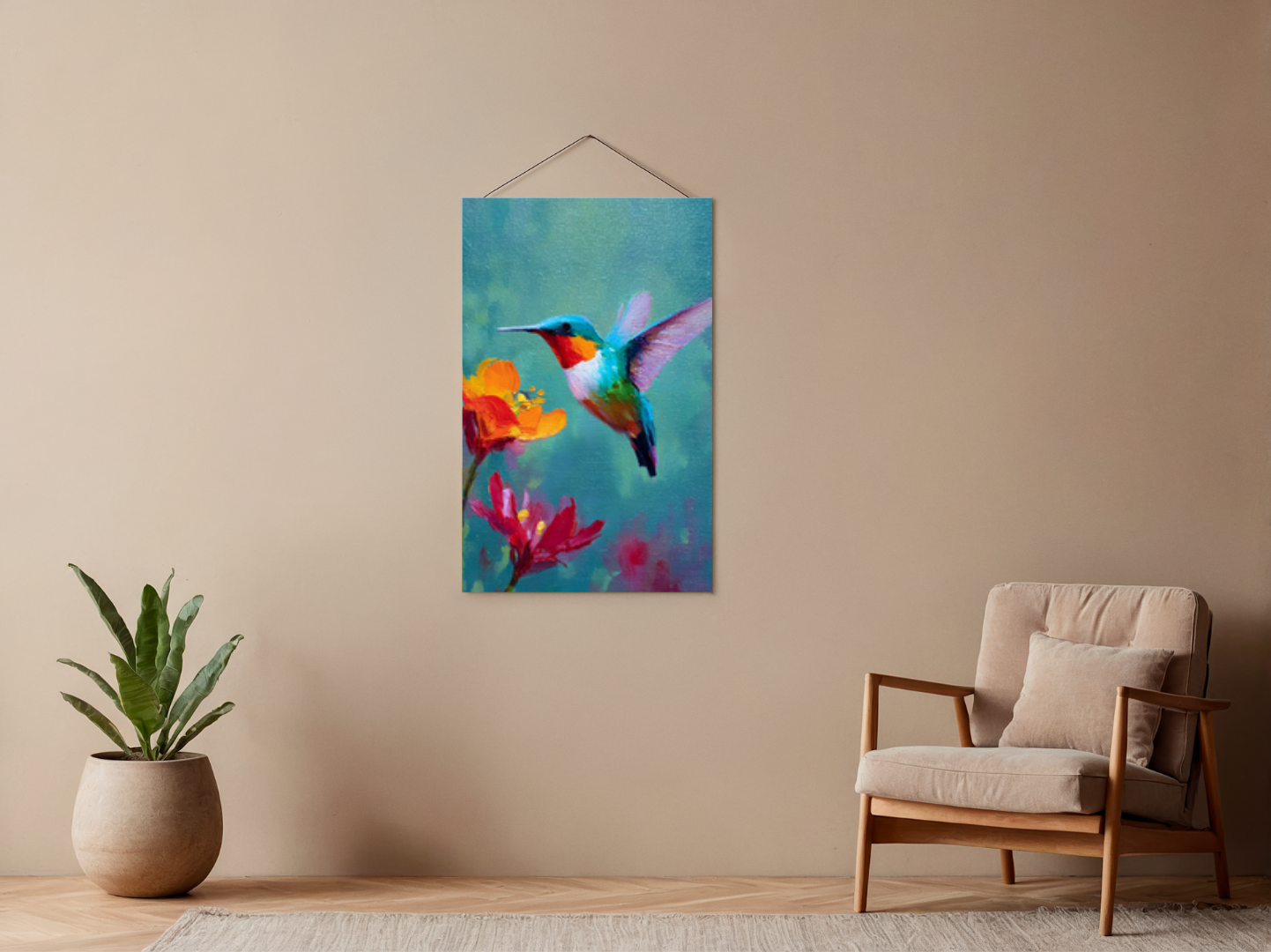 Paint by numbers – hummingbird on a flower