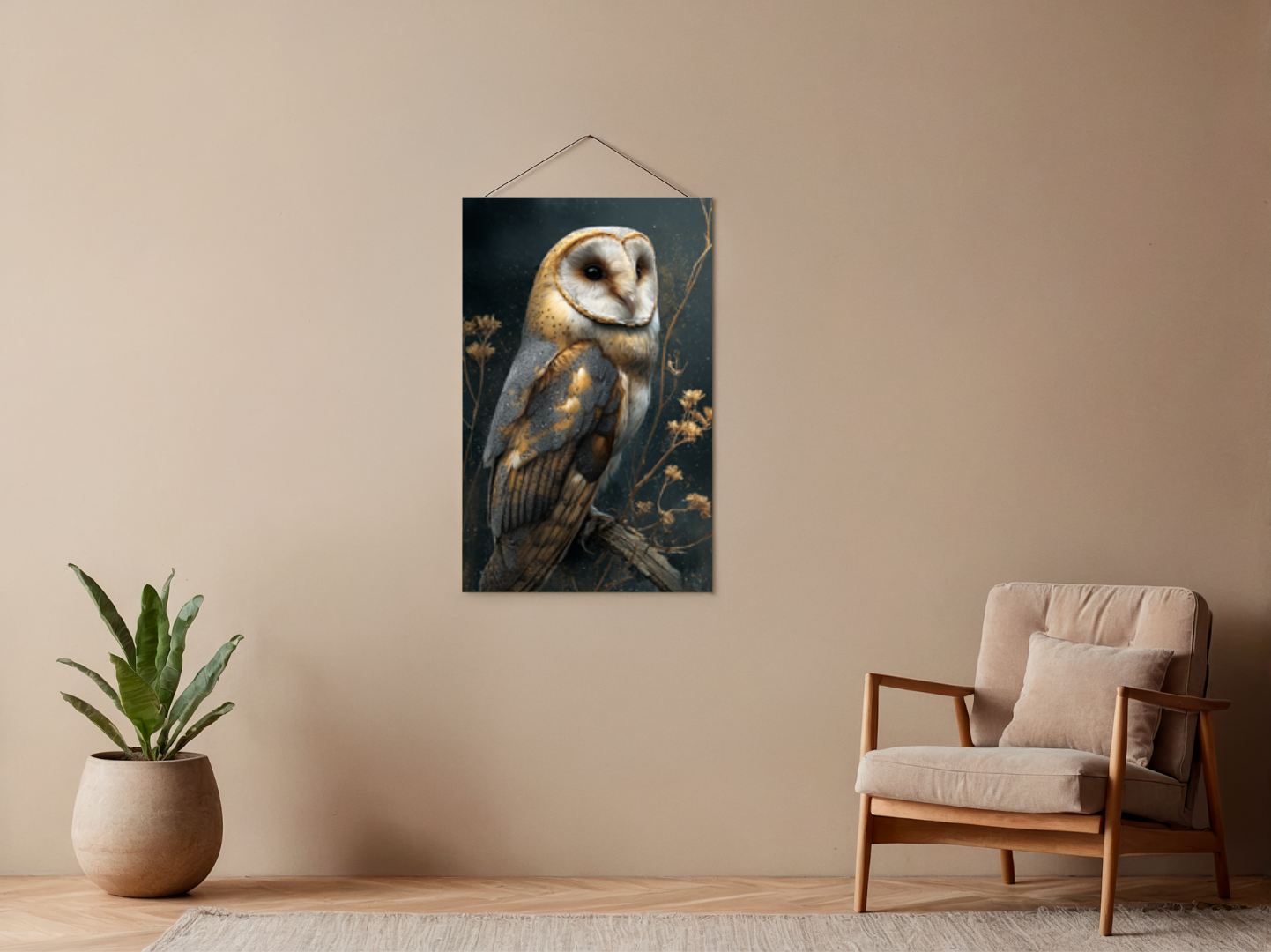 Paint by numbers – barn owl on a branch