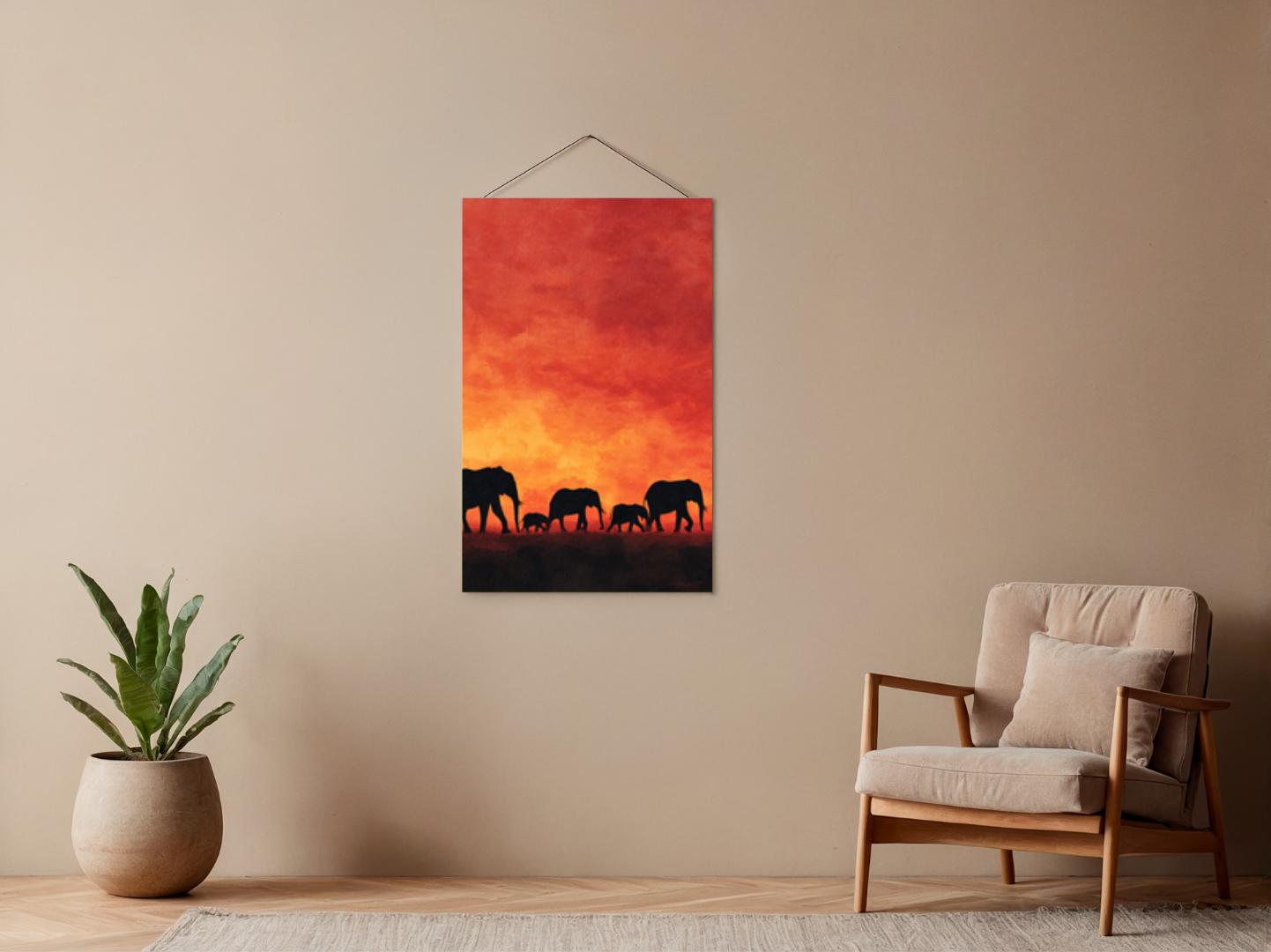 Paint by Numbers – Elephant Family at Sunset
