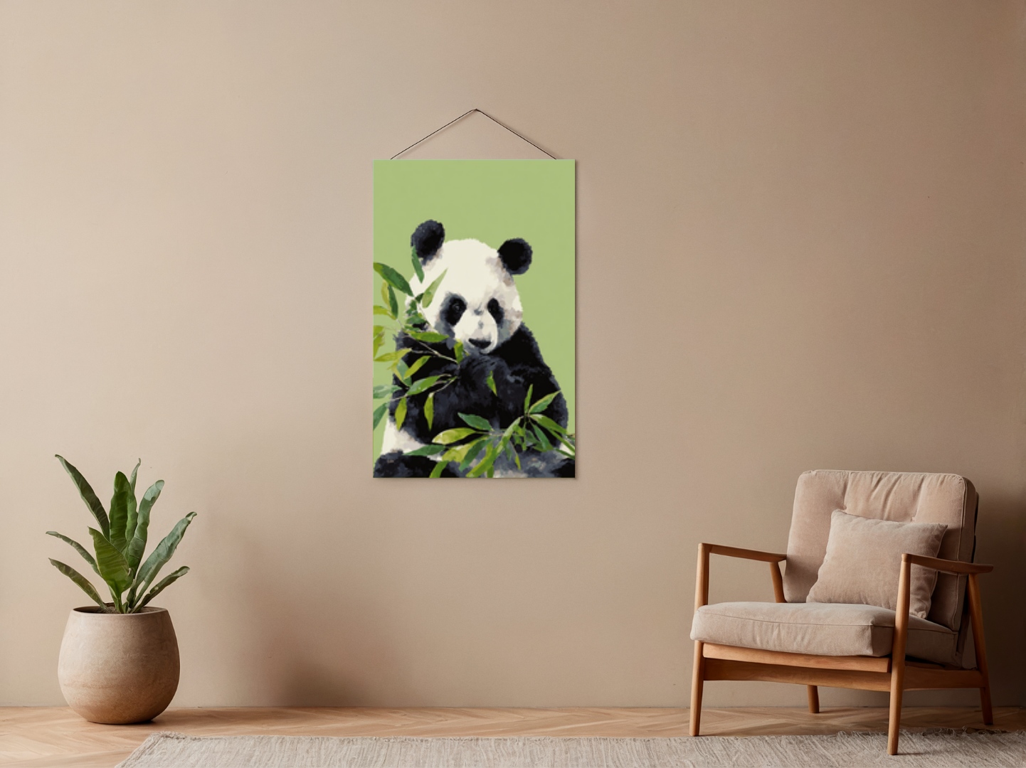 Paint by numbers – Panda bear feasting on bamboo