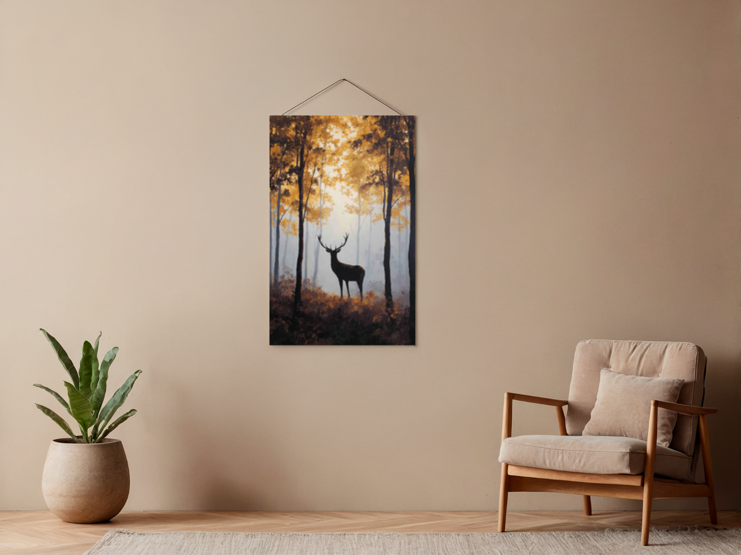 Paint by numbers – large stag with antlers standing in a misty autumn forest