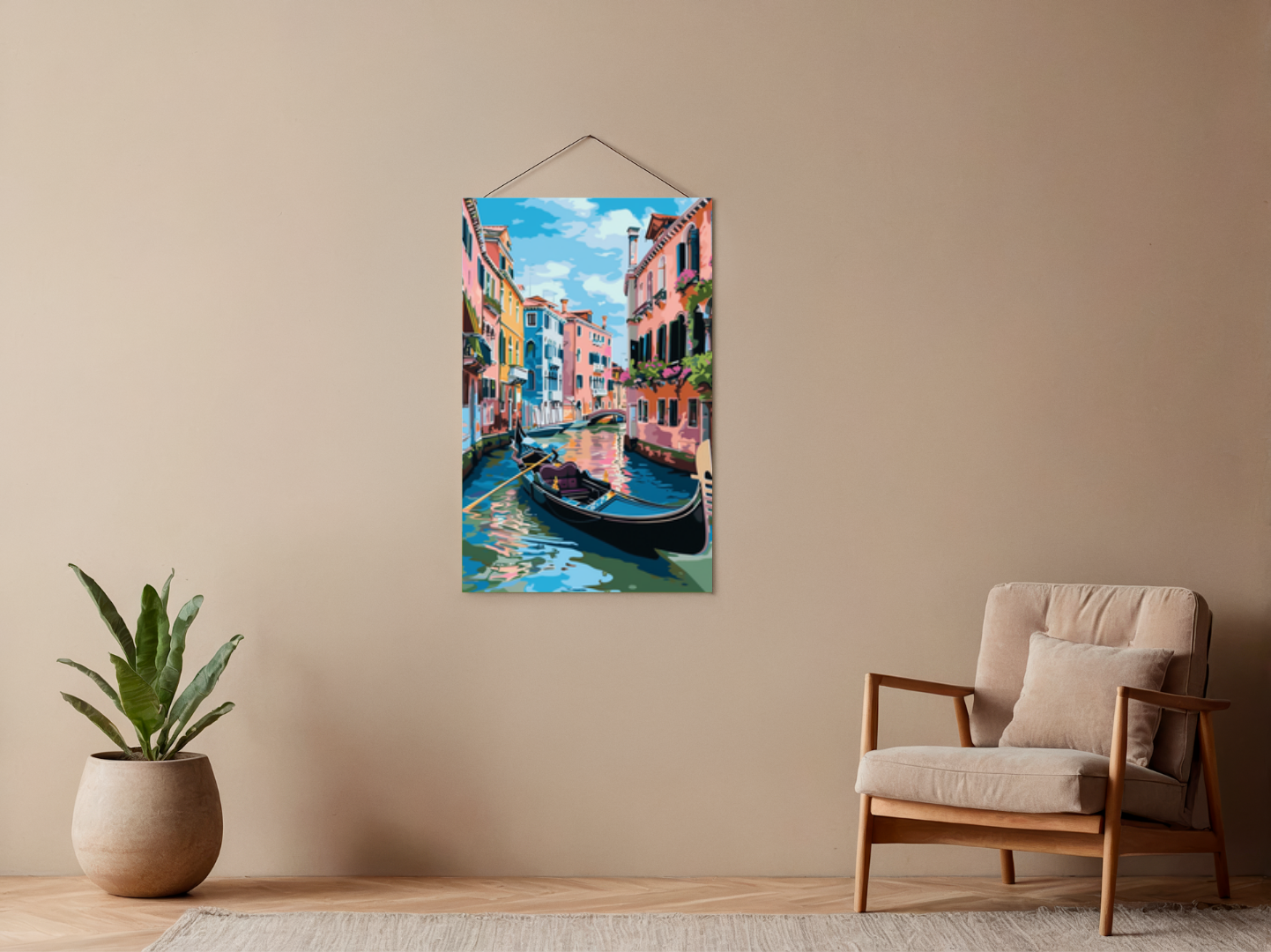 Paint by Numbers Set “Venice Black Gondola” – 30x40 cm – 24 Colors