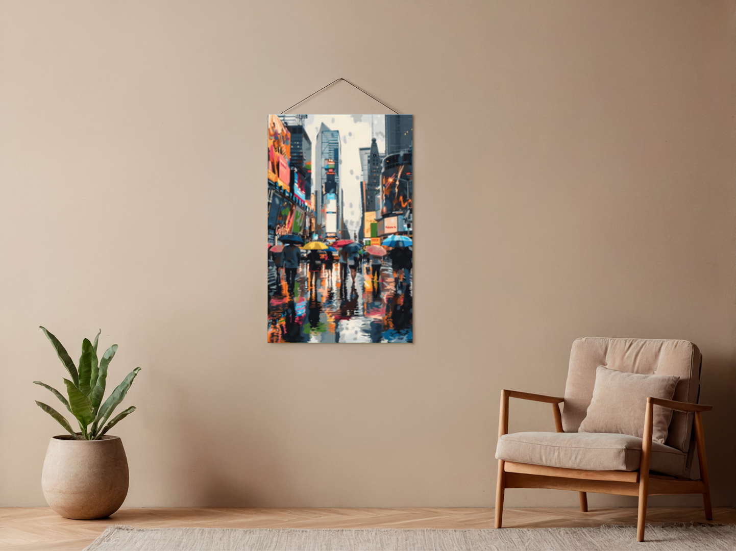 Paint by Numbers Set “Lively City Street in the Rain” – 40x50 cm – 36 Colors