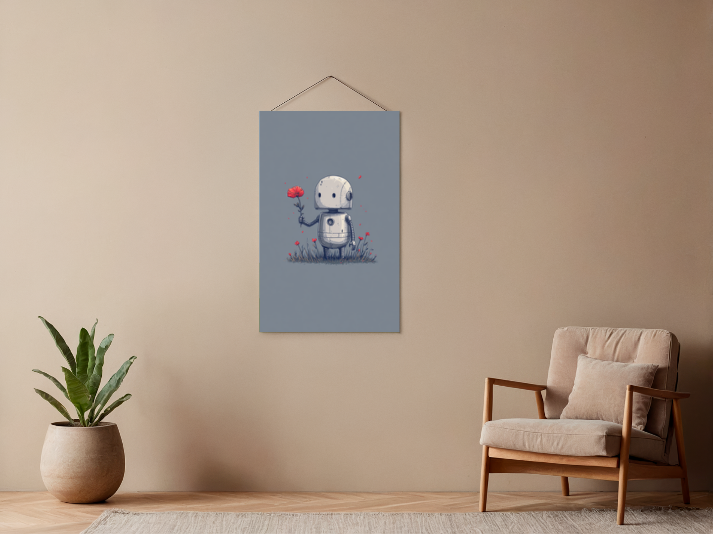 Paint by Numbers – Cute Robot with Flower
