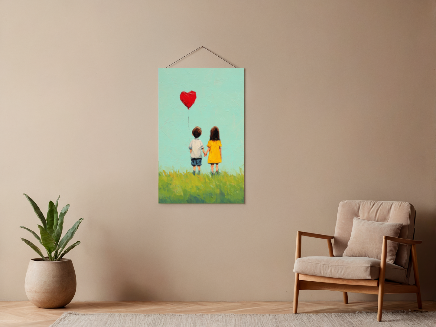Paint by numbers - children with heart-shaped balloon