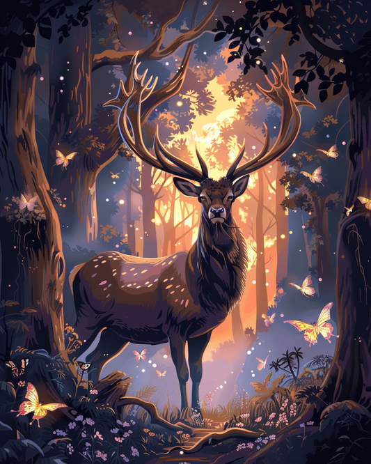 Paint by Numbers Set “Deer with large antlers in mist” – 40x50 cm – 36 colors