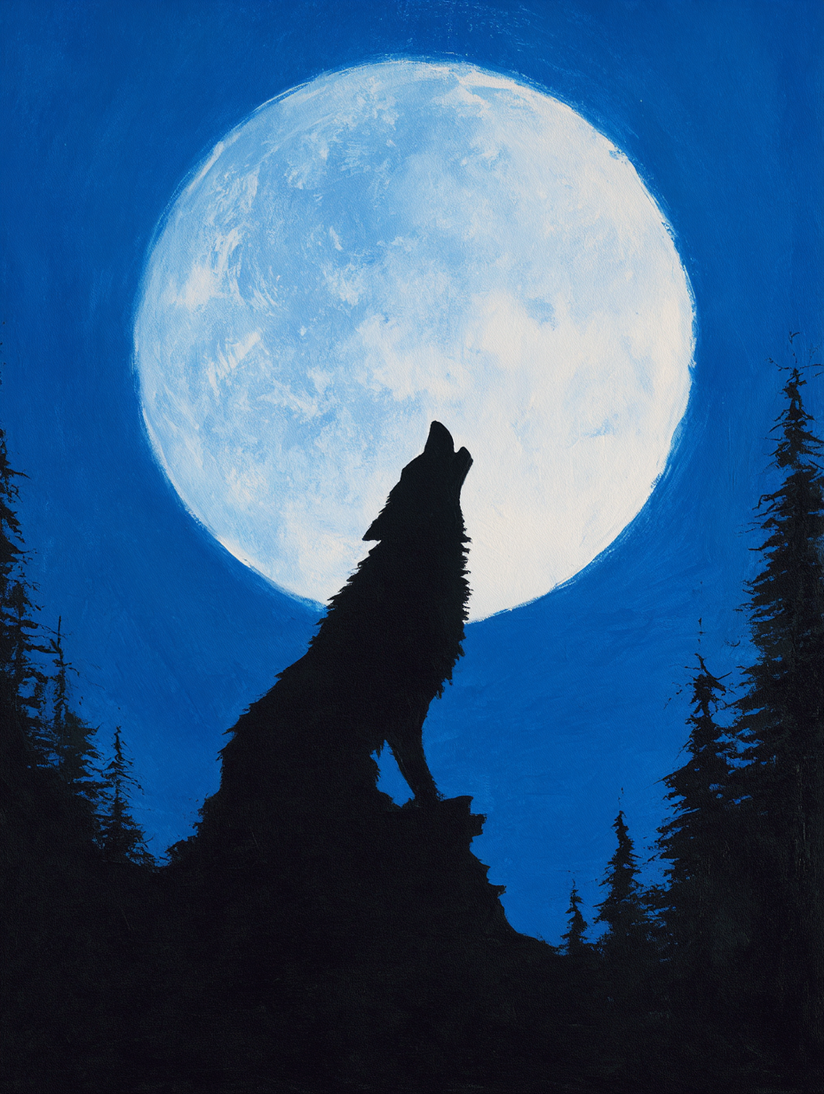 Malen nach Zahlen – Heulender Wolf im Mondlicht