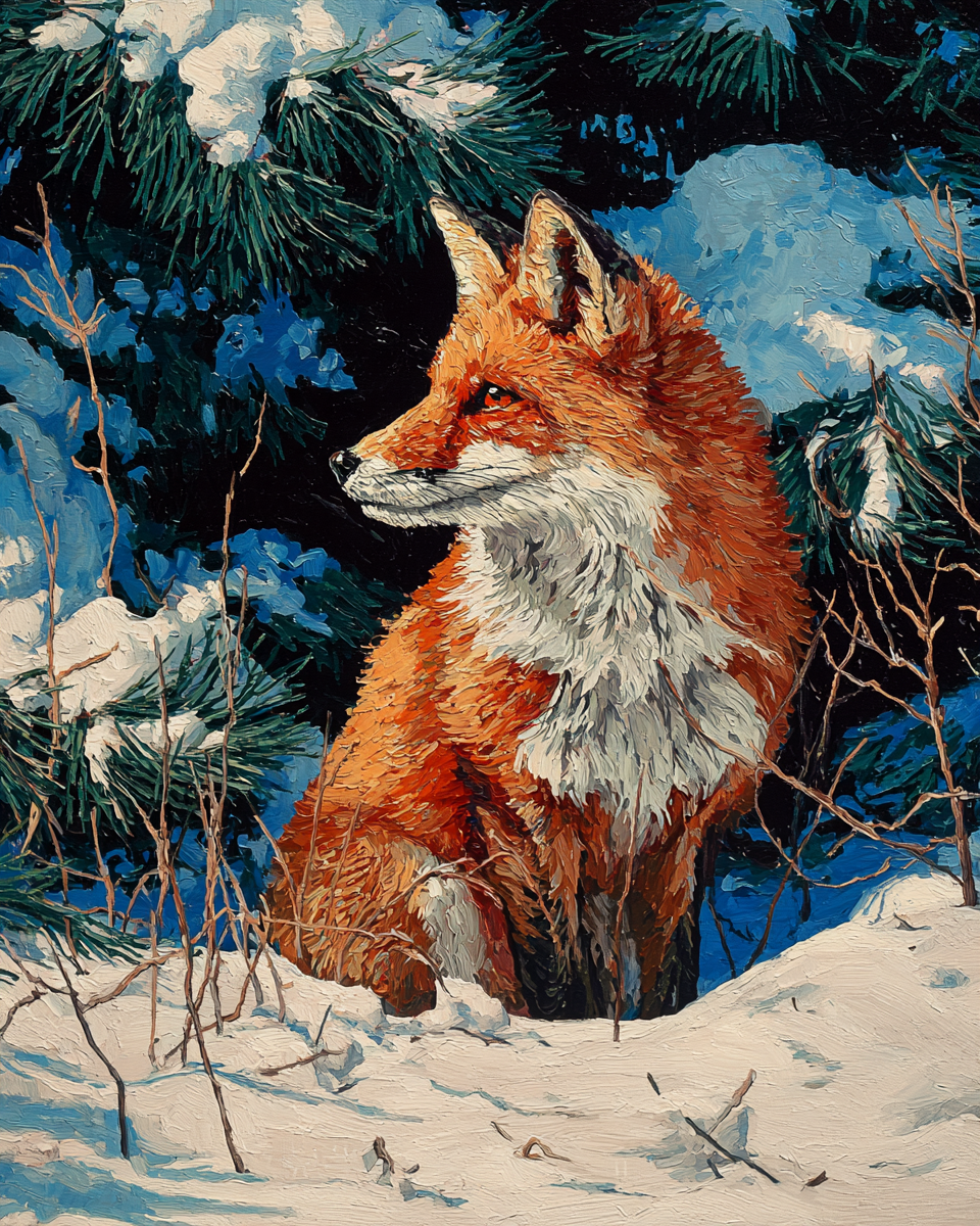 Paint by numbers – Red fox in the snow