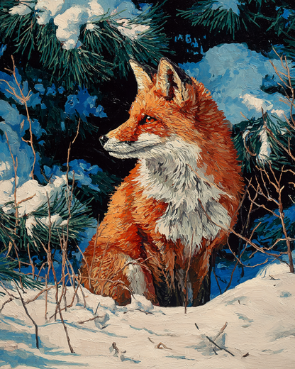 Paint by numbers – Red fox in the snow