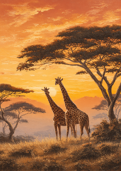 Paint by Numbers – Giraffes at Sunrise
