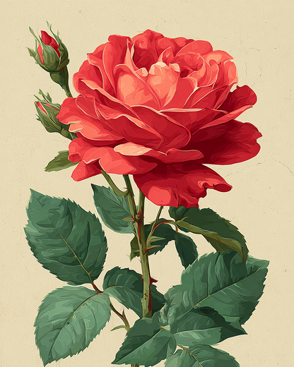 Malen nach Zahlen Motiv Rote Rose – Set 40x50 cm mit 36 Farben (Pictumira)