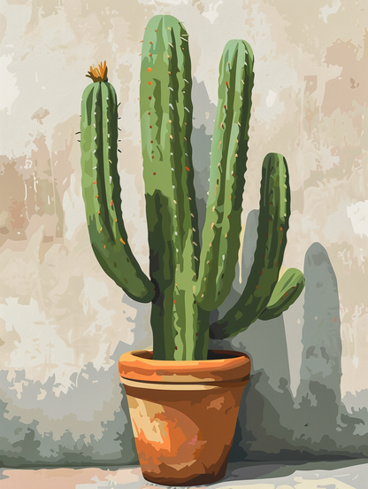 Blühender Saguaro-Kaktus – Malen nach Zahlen