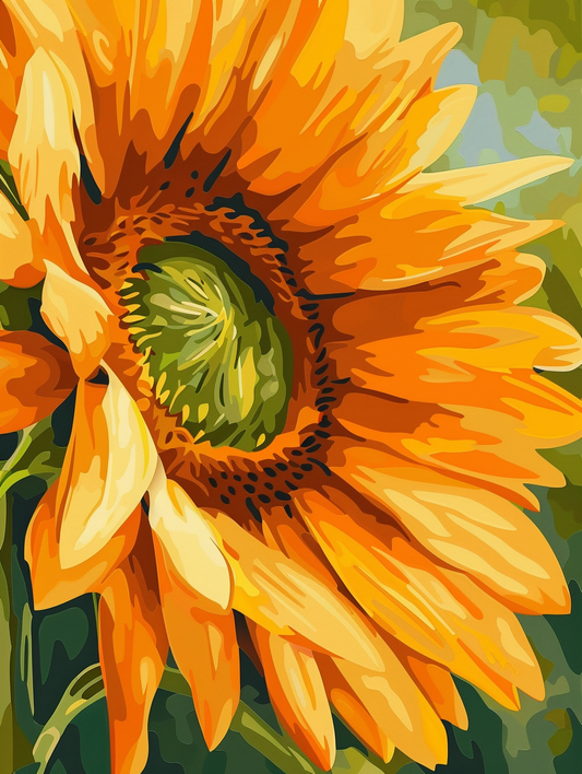 Sonnenblumen-Kopf (Nahaufnahme) – Malen nach Zahlen