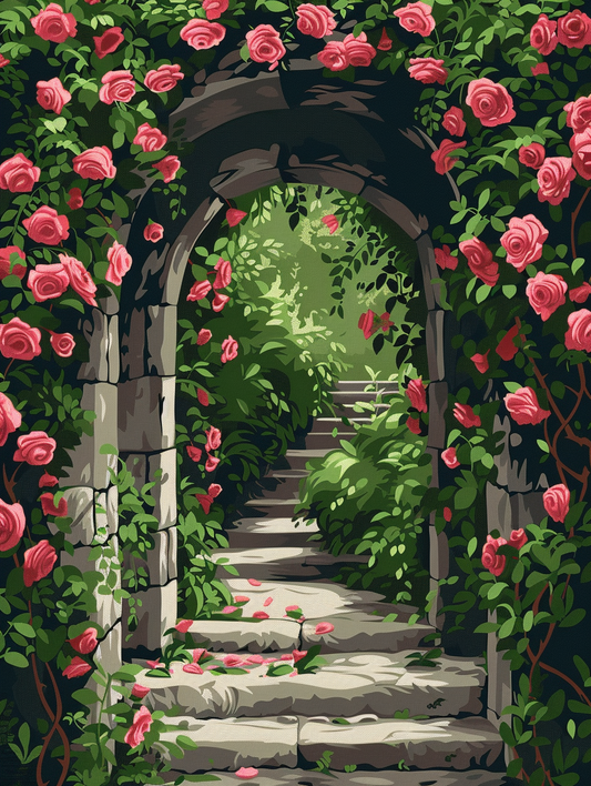 Romantischer Gartenbogen – Malen nach Zahlen