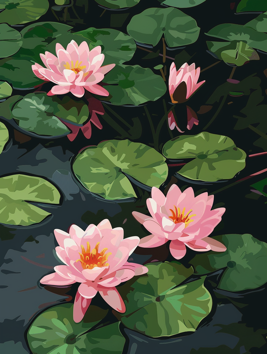 Rosa Seerosen – Malen nach Zahlen