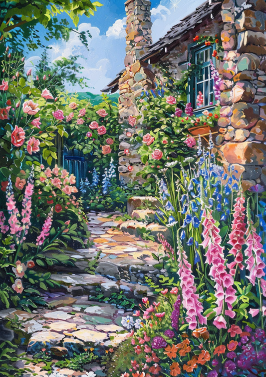 Englischer Cottage-Garten – Malen nach Zahlen