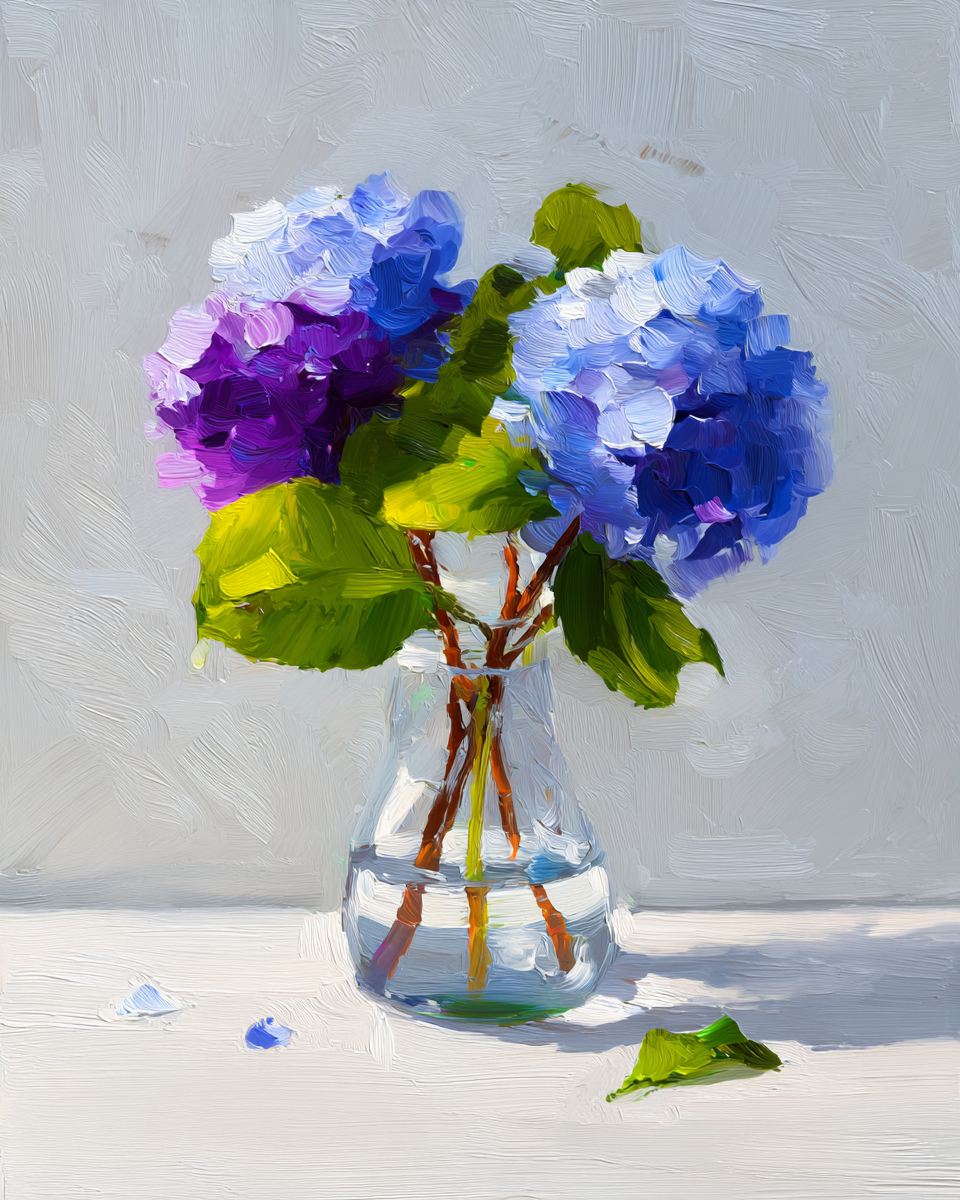 Paint by numbers – Hydrangeas in blue and purple
