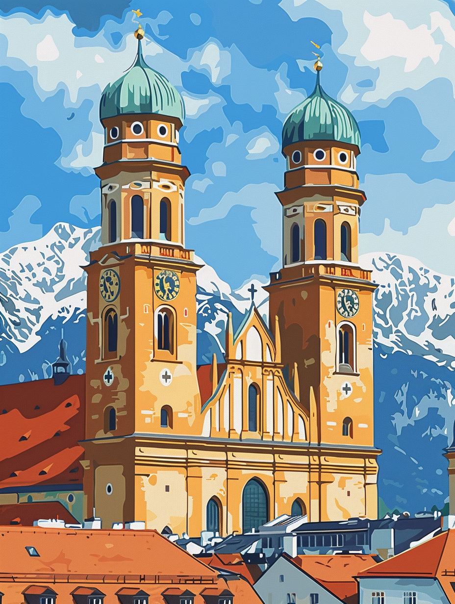 Paint by Numbers Set “Munich with Frauenkirche” – 30x40 cm – 24 Colors