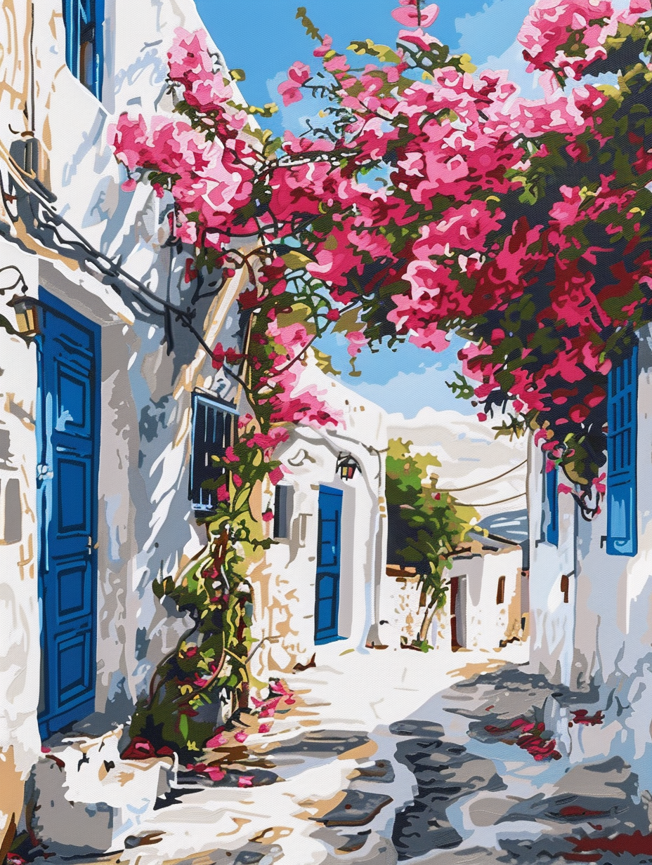 Paint by Numbers Set “Greek Village” – 30x40 cm – 24 Colors