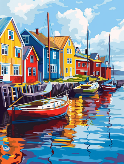 Paint by Numbers Set “Row of Colorful Houses” – 30x40 cm – 24 Colors