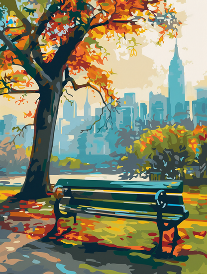 Peinture par numéros - Banc de parc vert