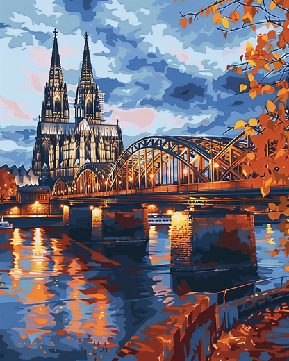 Paint by Numbers Set “Cologne Cathedral next to Bridge” – 40x50 cm – 36 Colors