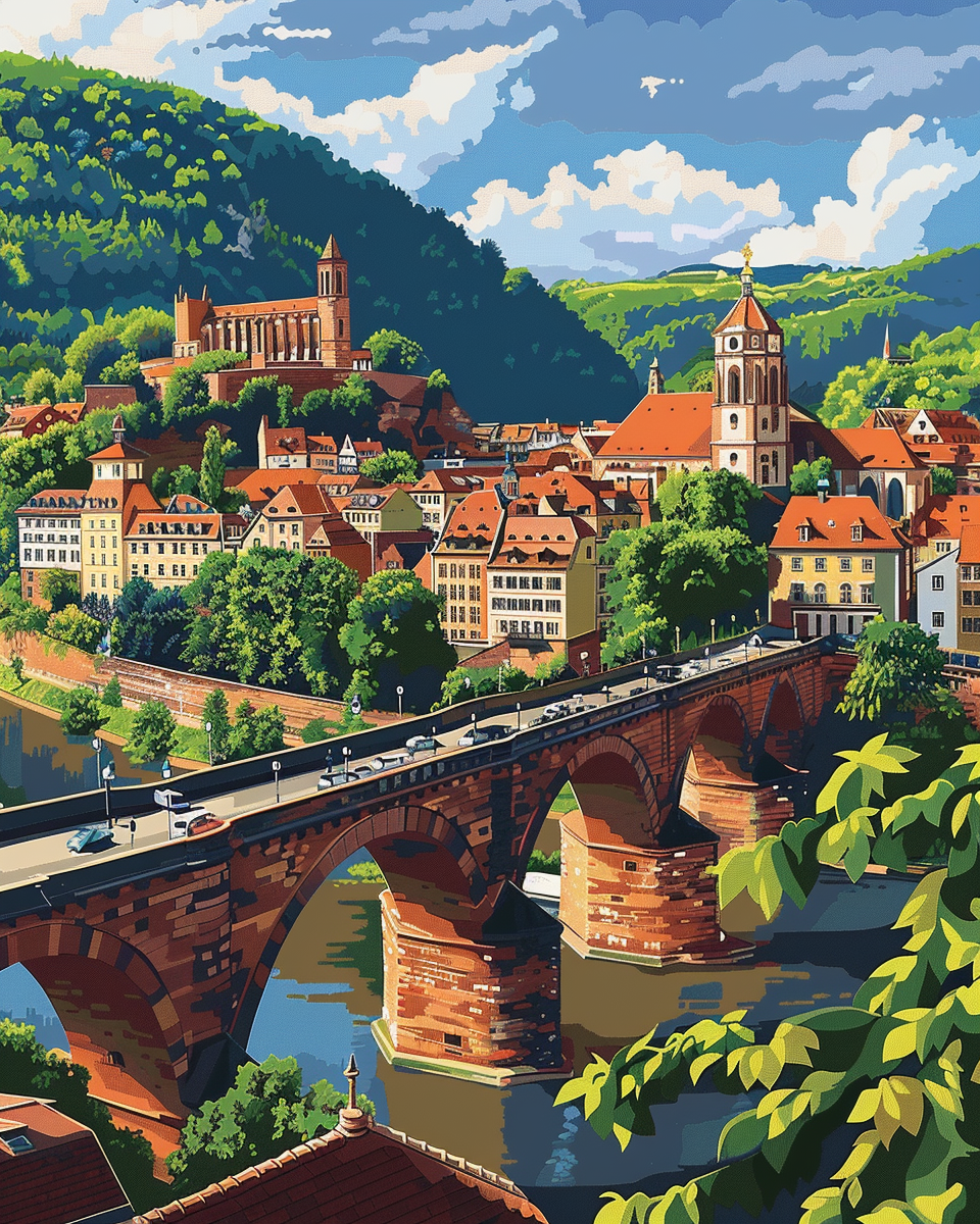 Paint by Numbers Set “City of Heidelberg” – 40x50 cm – 36 Colors