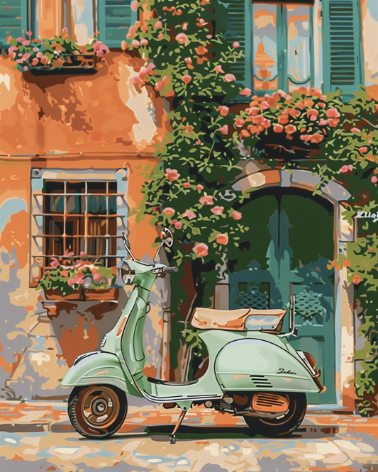 Paint by Numbers Set “Vintage Mint Green Roller” – 40x50 cm – 36 Colors