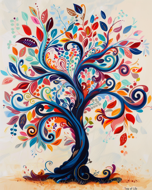 Paint by Numbers Set “Stylized Tree of Life” – 40x50 cm – 36 Colors