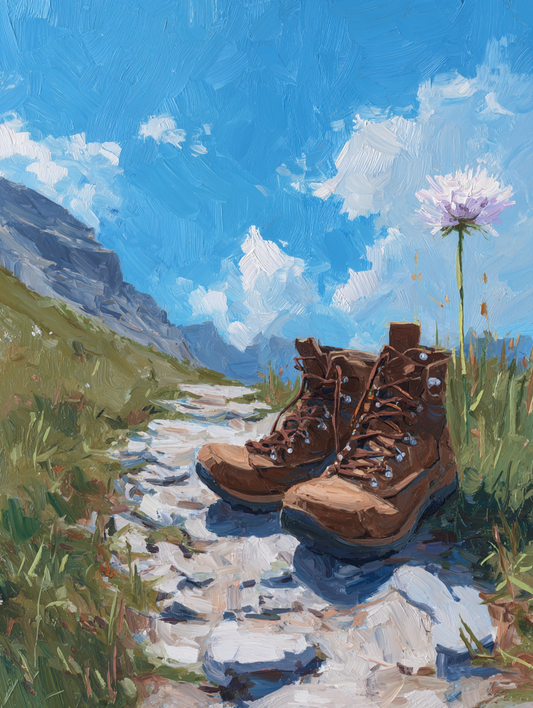 Malen nach Zahlen – Wanderschuhe auf dem Bergpfad