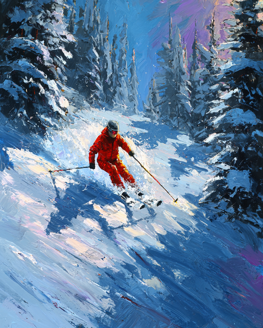 Malen nach Zahlen – Skifahrer Tiefschnee