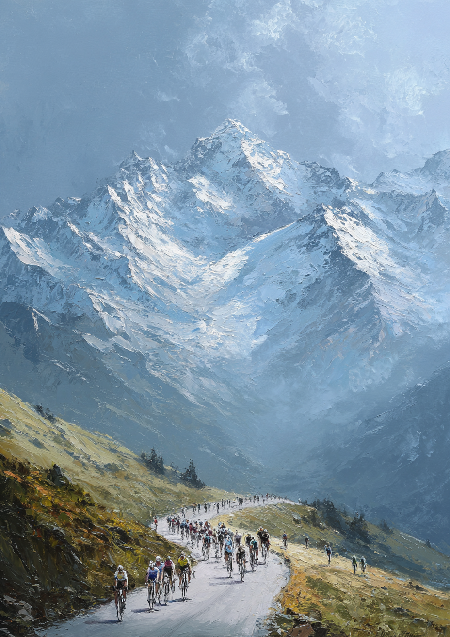 Paint by numbers – cyclists on an Alpine pass