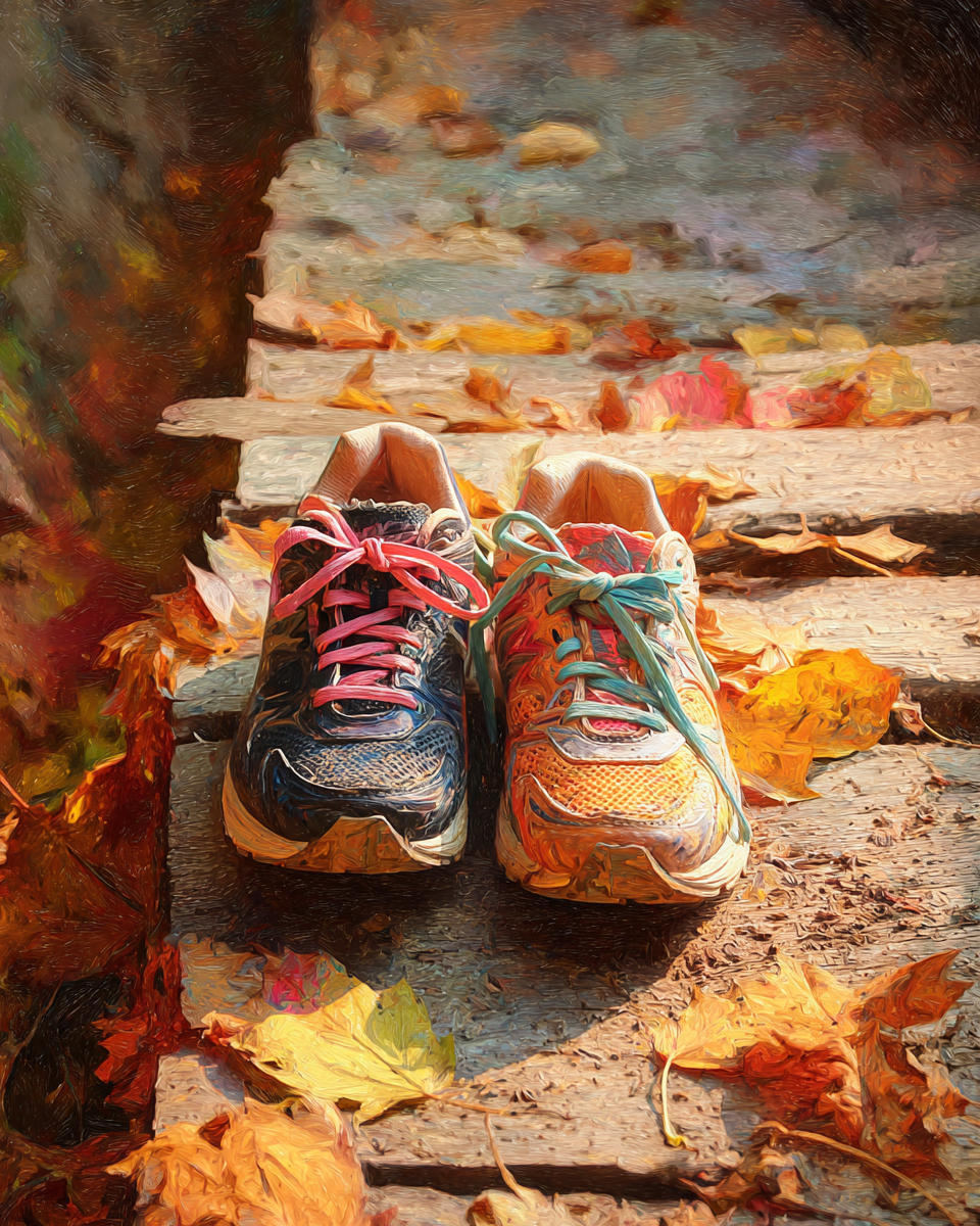 Malen nach Zahlen – Laufschuhe im Herbstwald