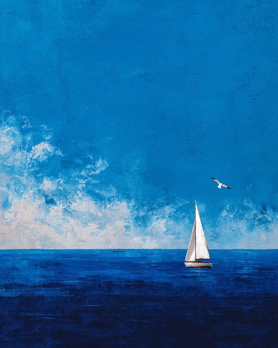 Malen nach Zahlen – Segelboot auf dem See