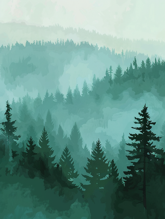 Paint by Numbers Set “Pine Forest Silhouette” – 30x40 cm – 24 Colors