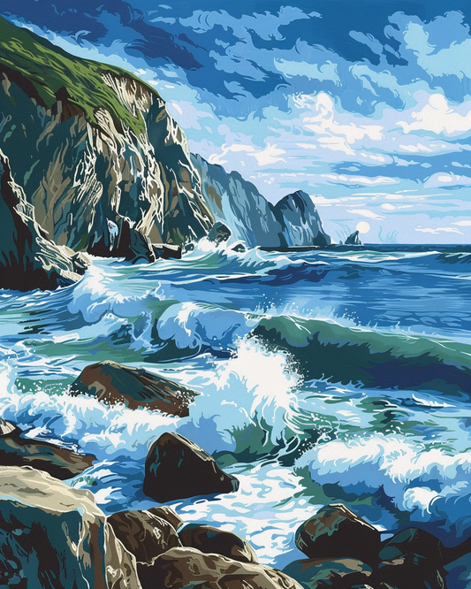 Paint by Numbers Set “Dramatic Green Cliffs” – 40x50 cm – 36 Colors