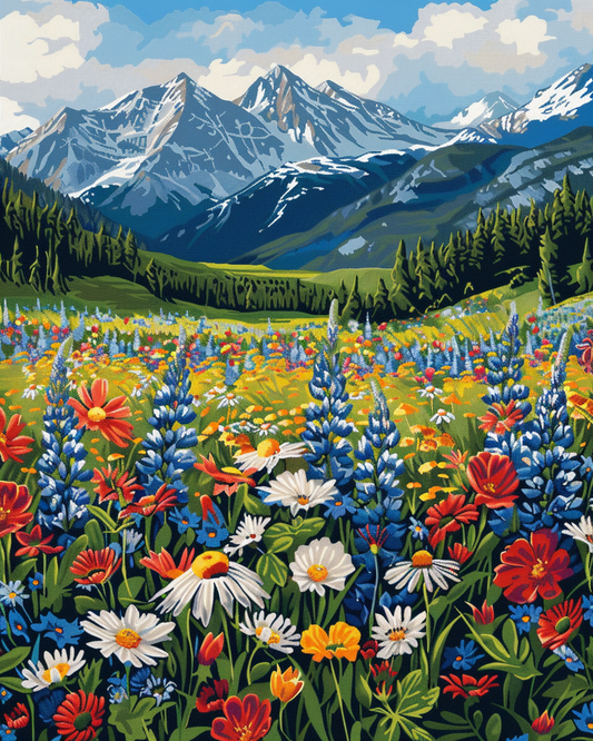 Paint by Numbers Set “Vibrant Meadow full of wildflowers” ​​– 40x50 cm – 36 colors