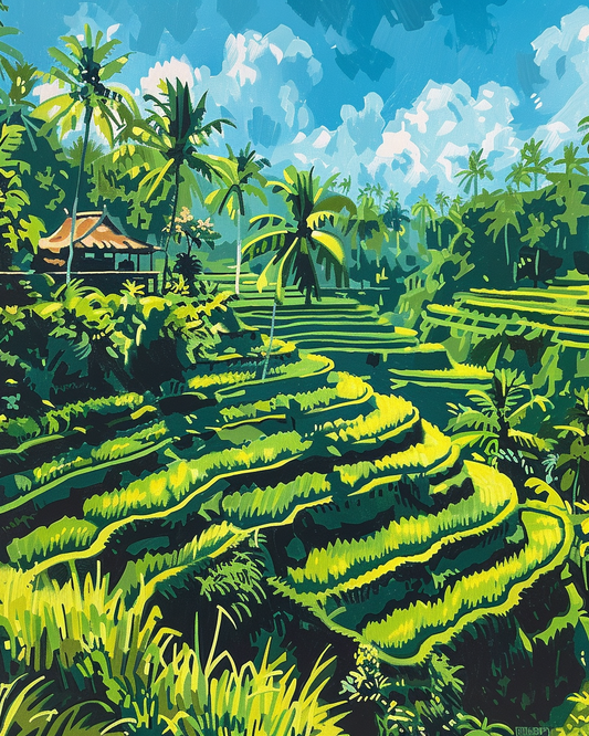 Paint by Numbers Set “Emerald Green Terraced Rice Terraces” – 40x50 cm – 36 Colors