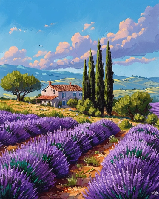 Paint by Numbers Set “Endless Lavender Rows” – 40x50 cm – 36 Colors