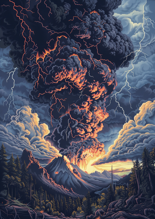 Paint by Numbers Set “Massive Volcanic Eruption” – 50x70 cm – 48 Colors