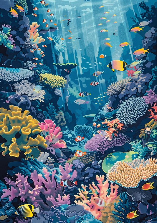 Paint by Numbers Set “Vibrant Coral Reef” – 50x70 cm – 48 Colors
