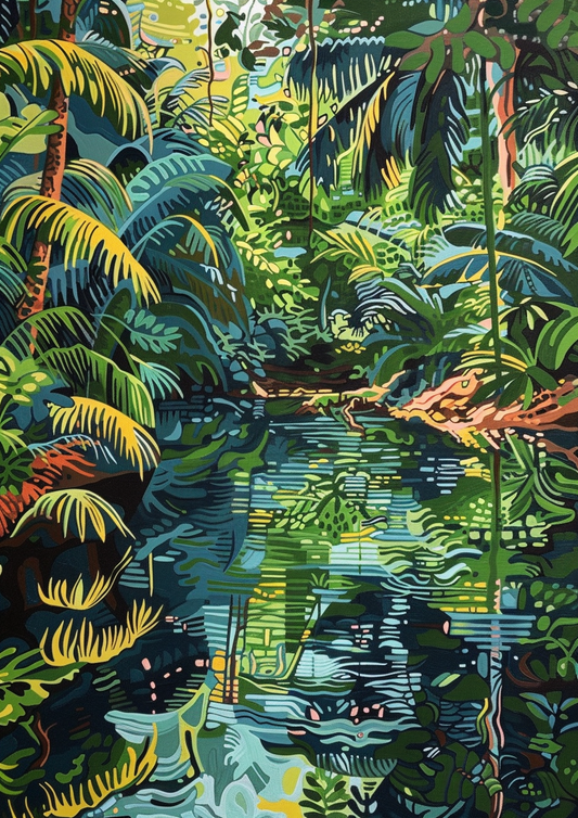 Paint by Numbers Set “Wide Jungle River” – 50x70 cm – 48 Colors